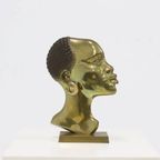 Solid Brass Sculpture African Woman 1950S thumbnail 3