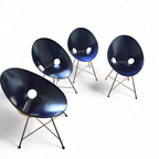 4 X Dark Blue Thonet S664 Dining Chairs /designed In 1954 By Eddie Harlis thumbnail 2
