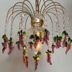 Vintage Roze Druiven Kroonluchter Hanglamp Kristal Geblazen thumbnail 2