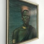 Vladimir Tretchikoff, Zulu Meisje , Zulu Girl, Op Board, Jaren 50/ 60 thumbnail 2