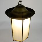 Lantaarn - Hanglamp - Glas - Metaal - Koper - Amsterdamse School - 1950'S thumbnail 4