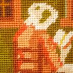 Vintage Framed Needlepoint * Antique Tapestry Of Woman Reading * Frame Embroidery Wall Art thumbnail 9