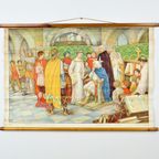 Educatieve Oude Schoolplaat Vaderlandse Geschiedenis Beschaving Karel De Grote 94X65Cm thumbnail 2