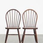 Set Van 4 Vintage Houten Spijlen Windsor Stoelen Uit De Jaren ’70 In Engelse Stijl thumbnail 4
