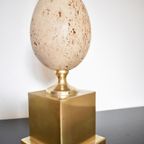 Jaren ’60 Lamp Met Struisvogelei Van Travertin | Mid Century thumbnail 8