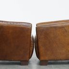 Set Van 2 Unieke En Comfortabele Bruine Rundleren Aviator Design Fauteuils/ Armchairs thumbnail 3