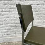 6x Midcentury Stoel Met Chromen Frame En (leger)groene Skai thumbnail 6