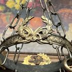 Prachtige Gesigneerde Art Deco Hanglamp "Noverdy France". thumbnail 4