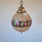 Vintage Franse Bollamp Glas Messing. thumbnail 5