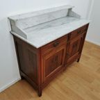 Vintage Frans Dressoir Commode, Ladekast Badkamermeubel Met Marmer Blad 902 thumbnail 11