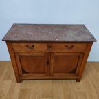 Vintage Frans Dressoir Commode, Ladekast Badkamermeubel Met Marmer Blad 105 thumbnail 8