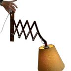 Vintage Houten Wandlamp /Schaarlamp Met Kapje 'Aro Leuchten' thumbnail 5