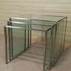 Vintage Glas En Chrome Mimiset Nesting Tables thumbnail 3