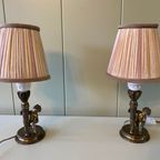 Set Van Twee Vintage Tafellampen, Sfeerverlichting Met Kindjes Of Engelen thumbnail 3