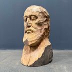 Uit Hout Gesneden Hoofd Of Buste Van Een Man Met Baard thumbnail 9