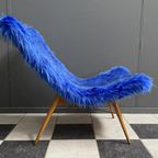 Iconic Miroslav Navratil Chair Blue Fluffy Fabric For Český Nábytek 1960S thumbnail 5