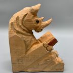 Vintage Boekensteun Neushoorn Hout thumbnail 4
