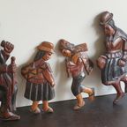 Peruaans Gezin Vintage Houtsnijwerk Muurhangers thumbnail 4