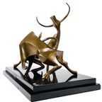 Bronzen Beeld “Fighting Bulls” Op Marmeren, John Mulvey 1978 thumbnail 11