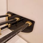 Vintage Kapstok Plexiglas Messing Kleurig Metaal Wandkapstok thumbnail 7
