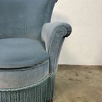Vintage Cocktailstoel, Frankrijk 1960's, Blauw Velours thumbnail 6
