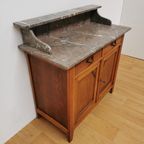 Vintage Frans Dressoir Commode, Ladekast Badkamermeubel Met Marmer Blad 211 thumbnail 11