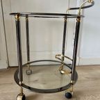 Vintage Serveerwagen / Barcart Chroom Messing thumbnail 5