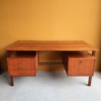 Vintage Design Teak Fineer Bureau, Desk, Divider, Werkplek thumbnail 2