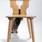 Set Van 6 Brutalist Licht Houten Stoelen Jaren 60 thumbnail 8