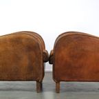 Comfortabele Set Vintage Schapenleren Design Fauteuils/ Armchairs Met Mooie Kleuren thumbnail 3