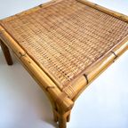 Vintage Bamboo Vierkante Coffee Table / Salontafel Met Rotan thumbnail 5