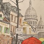 Aquarel Ingekleurde Pentekening Montmartre thumbnail 2