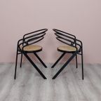 2X Vintage Postmodern Buisframe Stoel Met Webbing Zitting. thumbnail 16