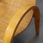 Rare Armchair In Wood And Woven Rattan, 1960s thumbnail 7