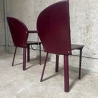 Mario Morbidelli Voor Naos - Set Van 2 Burgundy Rode Stoelen In Leder En Chrome thumbnail 12