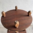 Set Van 2 Houten Brutalist Bijzet Tafels In Hout. thumbnail 2