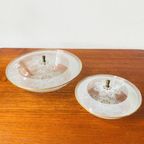 Set Vintage Midcentury Flamingo Koekschalen Glas Met Deksel thumbnail 2