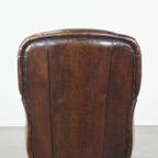 Royale En In Goede Staat Verkerende Donkere Schapenleren Fauteuil/armchair Met Ronde Vormen thumbnail 5