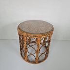 Vintage Bohostijl Rotan Bamboe Bijzet Tafel. thumbnail 3