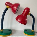 Vintage Honsel Leuchten. Memphis Stijl Lampen. Lampjes 80’S. Bedlampjes. Kinderkamer Toppers. thumbnail 2