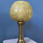 Antieke Art Deco Glazen Lamp Met Bronzen Voet thumbnail 7