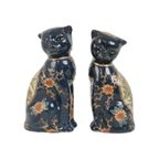 Vintage Chinees Porselein Koppel Katten Poezen Beelden Raku thumbnail 2