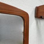 Midcentury Modern Design Wandspiegel Teak, Ovaal Met Hoeken thumbnail 5
