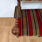 Antieke Vintage Franse Eikenhouten Bank, Halbank Eetkamerbank thumbnail 8