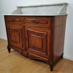 Vintage Antiek Dressoir Commode Ladekast, Badkamermeubel Met Marmer Blad 203 thumbnail 8