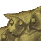 Gouden Wandsculptuur Uilen Op Tak Messing Seventies 47cm thumbnail 8