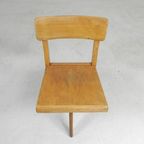 Houten Kinderstoel, Draaistoel, Schoolstoel, Jaren 50 thumbnail 6