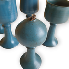 Vintage Aardewerk Wijnglazen ( 4 Stuks) En Olielampje thumbnail 7