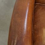 Set Van 2 Comfortabele Vintage Schapenleren Armchairs/ Fauteuils Afgewerkt Met Siernagels thumbnail 8