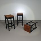 3 X Oak Construction Stools 1960s thumbnail 7
